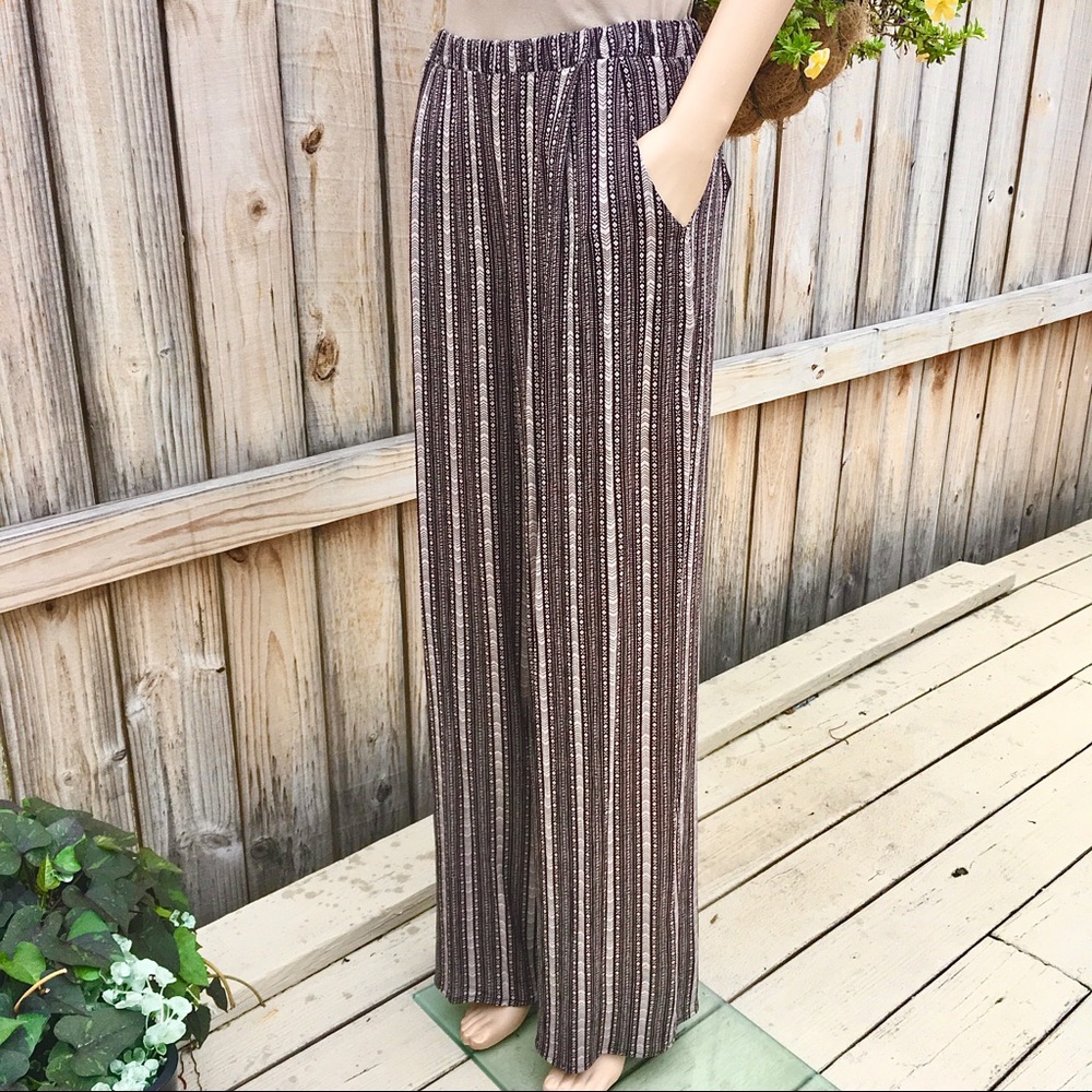 BEAUTIFUL DRAPED BROWN and CREAM PANTS - Picture 7 of 14